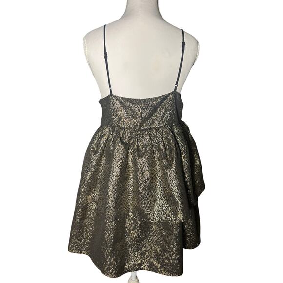 Urban Outfitters Snakeskin Black Gold Small Petite Ruffle Homecoming Dress - Picture 2 of 8